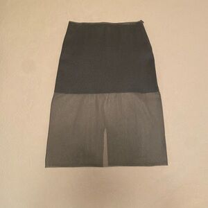 Zara Black and Gray Midi Pencil Skirt with Slit